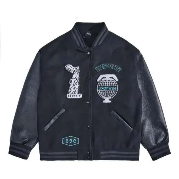 2023Ss Черные бейсбольные куртки Мужские дизайнерские куртки Тиффани с кожаными рукавами Нью-Йорк Мужские пальто 925 578