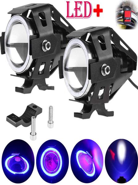 Motorrad Scheinwerfer Motorrad U7 12V LED Fahren Nebel Spot Kopf Licht moto scheinwerfer Schießen die Lampe Angel Eyes Für honda8015704