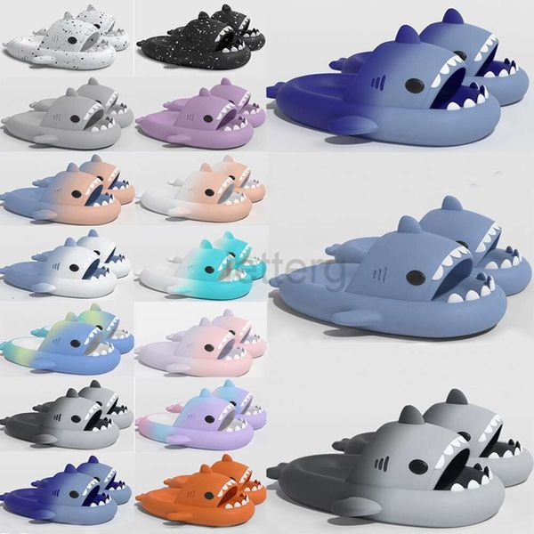 2024 Neue Shark Slides Hausschuhe Sandalen Herren Damen Deluxe Tie Dye Bule Haze Rainbow Fashion Outdoor Neuheit Hausschuhe Strand Indoor Hotel Sport Sneakers Letterg