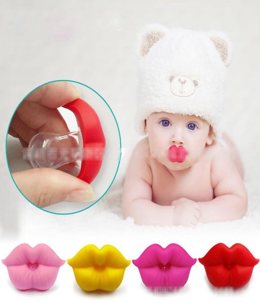 Neugeborene lustige große rote Lippen Schnuller Silikon Säuglingsschnuller 5 Farben Baby Schnuller Nippel C44939110811