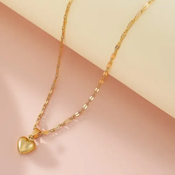 Colares de pingente de aço inoxidável amor coração colar para mulheres 2024 na moda lip chain jóias simples