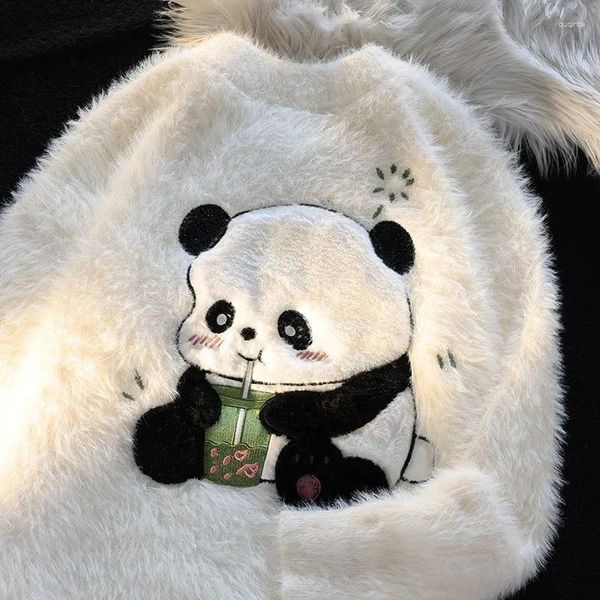 Maglioni da donna Simpatico cartone animato Panda stampato per ragazze Studenti di gusto squisito Allentato oversize O-Collo Pullover Maglione invernale Y2K Vestiti Kawaii