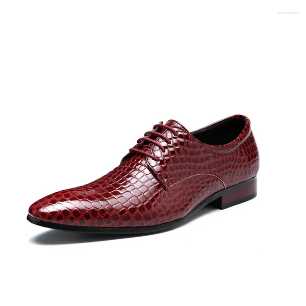 Sapatos de vestido Luxo Homens Oxford Snake Skin Imprime Estilo Clássico Couro Lace Up Pointed Toe Casamento Formal