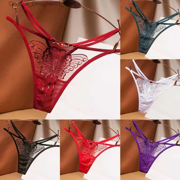 Slips Höschen Sexy Spitze Blumen Tanga Damen Höschen bestickt Mesh Garn Perspektive Frauen Mädchen Unterwäsche Hot T Hosen G-String Tanga Q240126