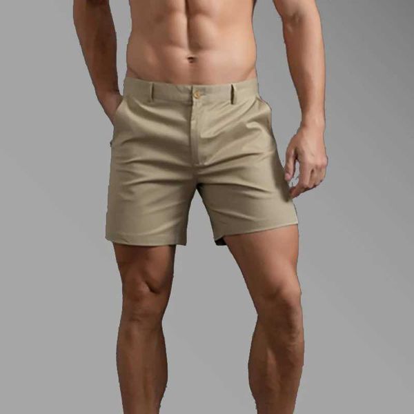 Shorts masculinos verão mens casual business shorts algodão perna reta shorts botão cintura homem shorts de golfe gorduras fino respirável rua terno masculino j240124