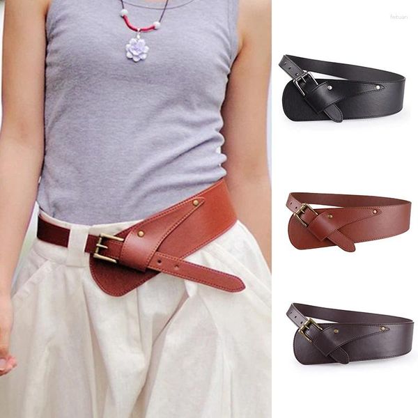 Kemerler Punk Düzensiz Bel Bandı Kadınlar için PU Deri Geniş Kemer Retro Pim Tokalı Kadın Kirpikler Strap Bayanlar Gömlek Elbise Dekoratif