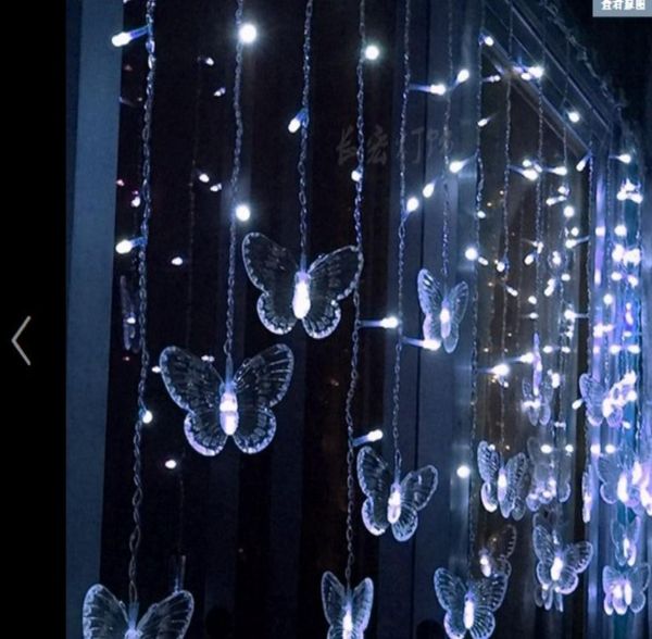 4M100LED breiter Stern-Schmetterlings-Vorhang, LED-Lichterkette, blinkende Weihnachtsbeleuchtung, Hochzeit, Raumaufteilung, Dekoration 4398011