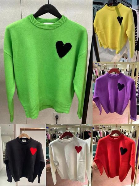 Womens Sweater Designer Amis Knit Hoodie Tricotado Suéter Marca de Luxo Amante Off White Stripe Knitwear Pulôver para Homens Mulher Jumper Roupas Femininas G221103E