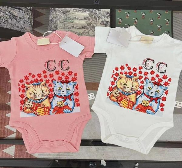 Pagliaccetti Neonate Tute intere Vestiti di cotone Tute da ragazzo Neonato manica corta Stampato Orso Designer di lusso Abbigliamento infantile 3128103