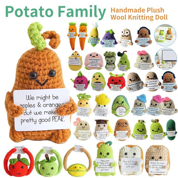 Energia positiva Patate Abbraccio Patate Cheerup Pocket Abbraccio Peluche fatto a mano in lana lavorata a maglia Bambola carina Patate Decorazione della stanza delle bambole Regalo 240124