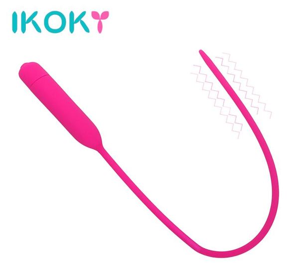 Ikoky vibrador uretral dilatadores sexo sons cateteres pênis plug dispositivo de silicone brinquedos sexuais para homens mulheres s10181248093