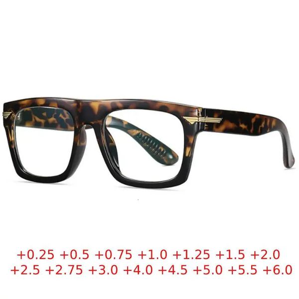 Ретро квадратные дизайнерские очки для чтения, мужские очки с прозрачными линзами, очки по рецепту, диоптрии 0,25 0,5 0,75 1,0 до 6,0 240123