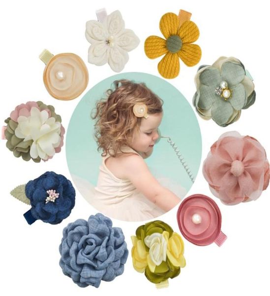 3d flor tecido de algodão crianças presilhas estilo coreano bebê meninas fresco doce princesa grampos de cabelo crianças moda hairpin5044615