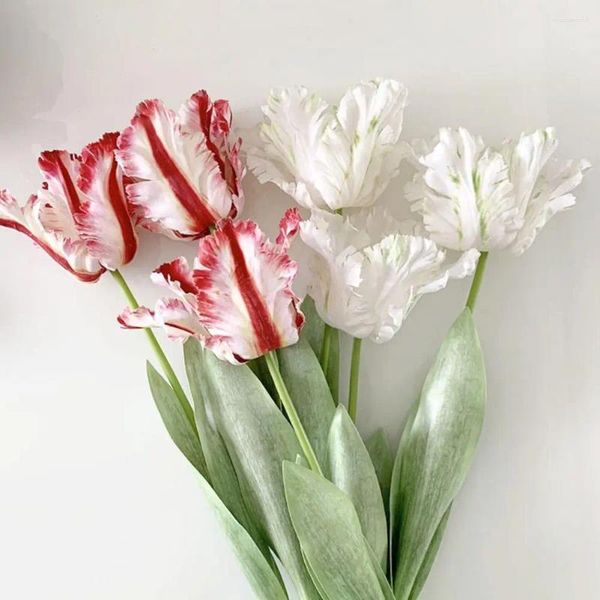 Flores decorativas flor falsa eco-friendly artificial 68cm acabamento requintado bonito 3d papagaio tulipa decoração