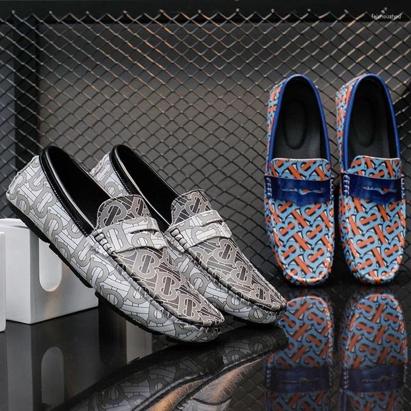 Kleidschuhe Herren Luxus Leder Flats Loafers Karree Zehe Fahren Casual Slip On Mokassin Mode Boot