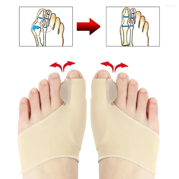 Meias femininas 1 par separador de dedo do pé hálux valgus joanete corrector ortics pés osso polegar ajustador correção pedicure meia alisador