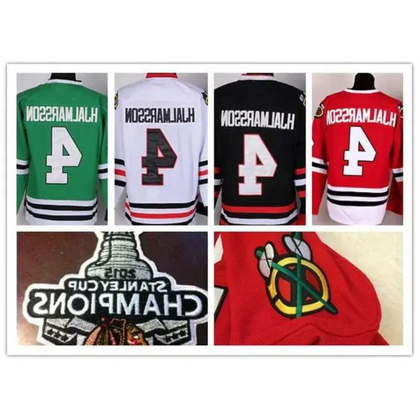 Personalizzato Uomo Donna Gioventù Chicago''blackhawks''stited # 4 Hjalmarsson Chicagojersey W/2015 Stanley Cup Champion Patch Maglia da hockey su ghiaccio 97