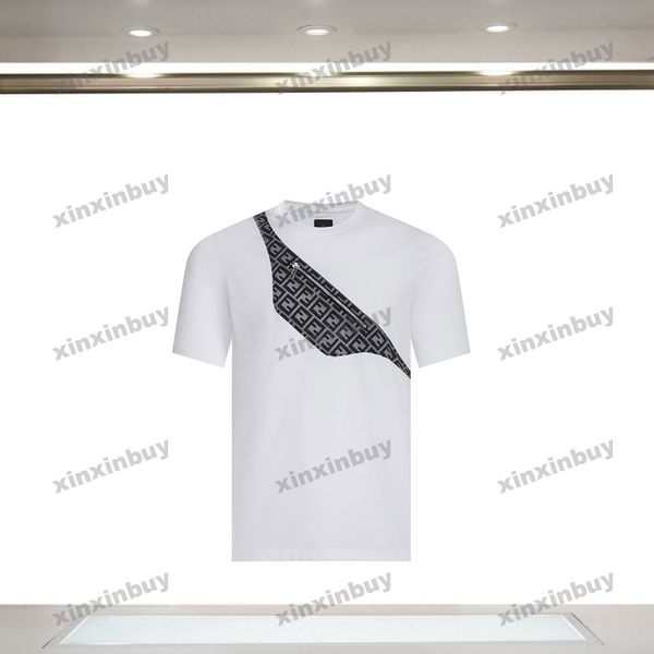 Xinxinbuy 2024 Мужская дизайнерская футболка с жаккардовой нашивкой и двойной буквой на молнии женская оранжевая, черная, белая, синяя, красная, S-XL
