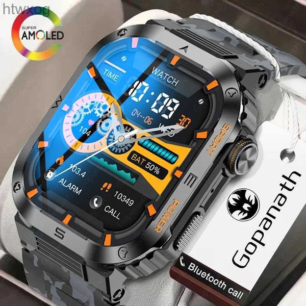 Relógios inteligentes novo toque completo relógio inteligente masculino para android pressão arterial oxigênio relógio de fitness 5 atm à prova dwaterproof água militar smartwatch yq240125