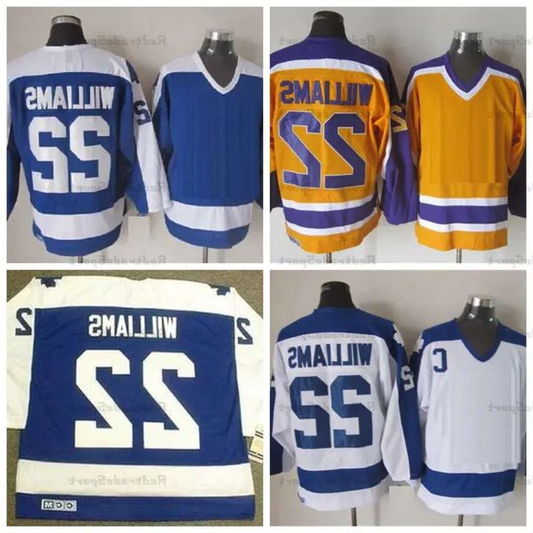 Vintage 1978-79 Dave Mens 22 Tiger Williams Maglie da hockey Giallo Blu Bianco Cucite Camicie C Patch M-X 16