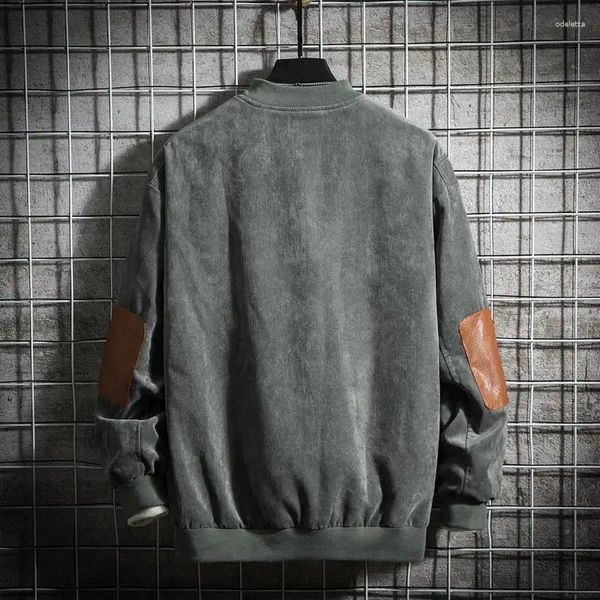 Giacche da uomo Giacca Harajuku Uomo Bomber primaverile Grigio Cappotti casual Stile giapponese Streetwear Tinta unita leggero