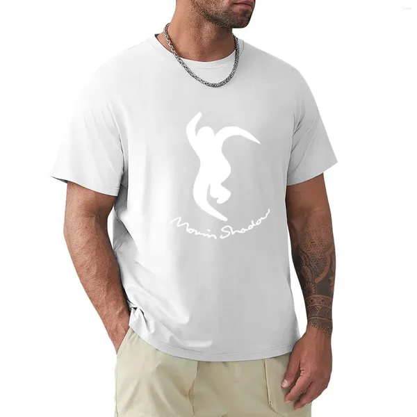 Polos masculinos movendo sombra cursiva logotipo camiseta meninos brancos camisetas roupas vintage anime algodão masculino