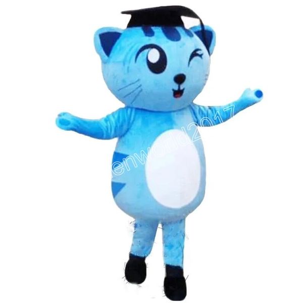 Desempenho azul docter gato mascote traje simulação personagem dos desenhos animados roupas terno adultos tamanho outfit unisex aniversário natal carnaval fantasia vestido
