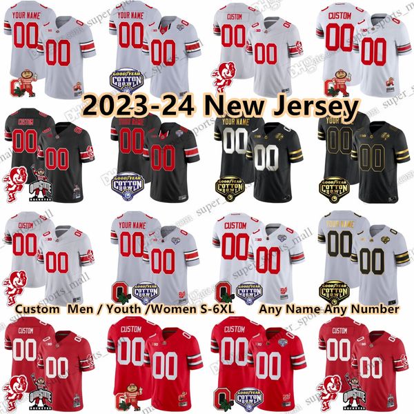 18 Marvin Harrison Jr Personalizado S-6XL Ohio State Buckeyes Camisa de Futebol 6 Kyle McCord 32 TreVeyon Henderson 22 Steele Chambers 7 Hancock 33 Devin Brown Egbuka Williams