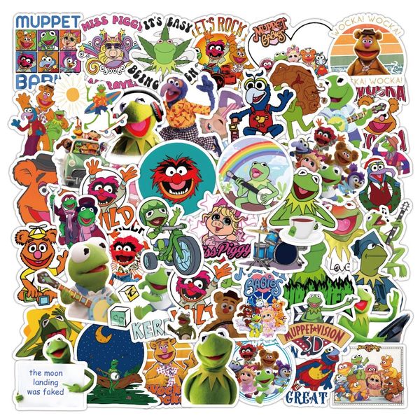 50 Stück Cartoon-Muppets-Graffiti-Aufkleber, Anime-Mange, Kermit der Frosch, wasserdicht, abnehmbar, für Gepäck, Notebook, Roller, Kühlschrank, Telefon, DIY-Aufkleber, Kinder-Paster-Spielzeug