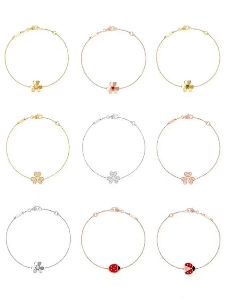 Van Jewelry Designer Classic Fashion 4 / Quadrifoglio Set di fiori di trifoglio Collana con bracciale di design con diamanti Confezione regalo di anniversario di alta qualità 6688