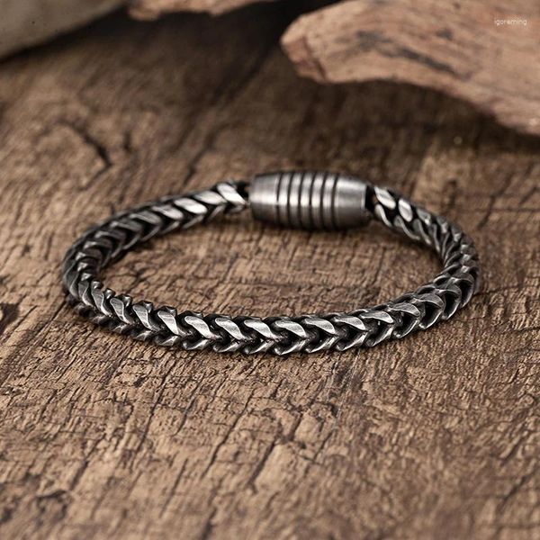 Link pulseiras masculino coreano vintage pulseira de aço inoxidável masculino fivela magnética punk pulseira para menino namorado moda mão corrente jóias