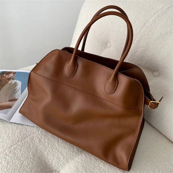 Borse firmate grandi Margaux vera pelle The Row Tote Bag Borsa a tracolla da viaggio per pendolari Pochette in pelle scamosciata nera marrone per il tempo libero popolare xb102