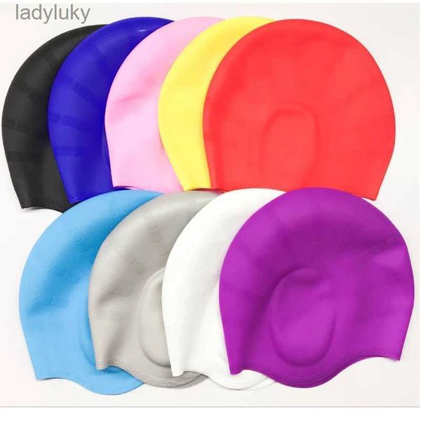 Cuffie da nuoto Alta elasticità Uomo Donna Cuffia da nuoto Copri orecchie Cuffie da surf e da immersione Colore puro Sport acquatici Protezione impermeabile per capelli Cappello da nuotoL240125