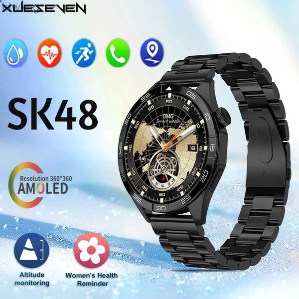 Умные часы XUESEVEN SK48 1,62-дюймовые умные часы NFC Bluetooth вызов GPS трек компас сердечного ритма спортивные водонепроницаемые для мужских часов Android YQ240125