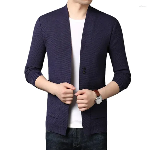 Suéteres masculinos 2024 Cardigan Moda Coreana Camisola Homens Casuais Mens Exterior Desgaste Casaco Fino Roupas Plus Size 4XL