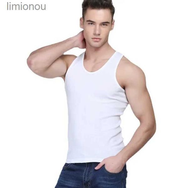 Regata masculina de algodão, colete de corrida, fitness, verão, sem mangas, top, academia, esporte, slim, casual, camiseta masculinal240124