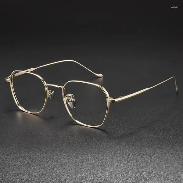 Sonnenbrillenrahmen Hohe Qualität Handgemachte Titan Computerbrille Männer Frauen Retro Polygon Brillengestell Optische Brillen