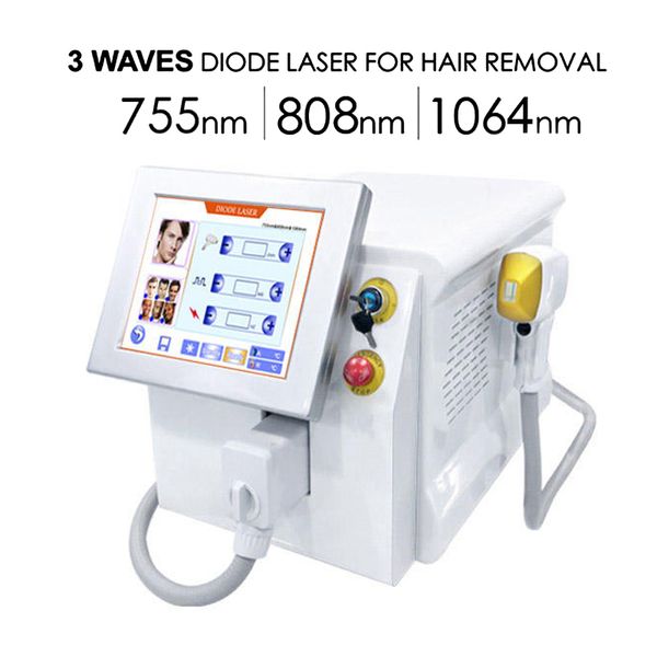 High Tech Advanced Diodenlaser 808 nm Haarentfernung Enthaarung 755 nm 808 nm 1064 nm Laser Hautverjüngung 3 Wellenlängen Follikelschadensmaschine