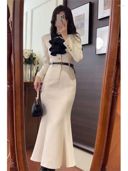 Abiti casual 2024 Francese Piccolo Temperamento Fragrante Celebrity Office Lady Party Dress Femminile Senior Sense Vita Slim Fishtail Lungo