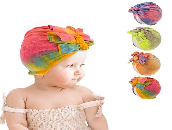 Baby Tiedye Turbante Cap India039s Cappello Bowknot Fasce Elasticità Copricapo Fasce elastiche per capelli Bambini Ragazze Moda Capelli A8296951