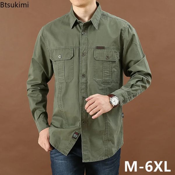 Camicia tattica militare oversize da uomo Manica lunga Camicie da caccia da campeggio Camicia da combattimento militare Escursionismo Camicie da pesca Abbigliamento da caccia 240118