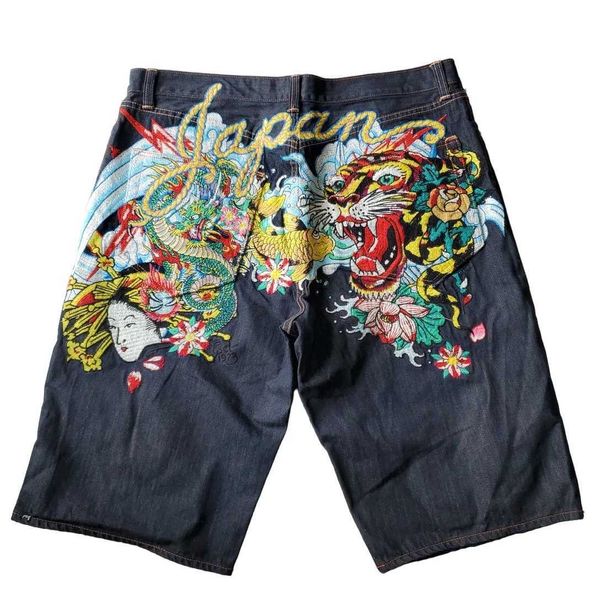 Pantaloncini da uomo Hip Hop Punk Grafica oversize Y2k Pantaloncini larghi Gamba larga Jean Pantaloncini 2023 Nuovo Harajuku Moda Pantaloncini da palestra Personalità Streetwear J240124