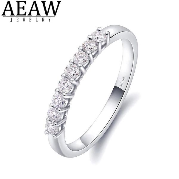 Ringe AEAW 14 Karat Weißgold 0,25 ctw 2 mm DF Rundschliff VerlobungHochzeit Moissanit Lab Grown Diamond Bandring für Frauen