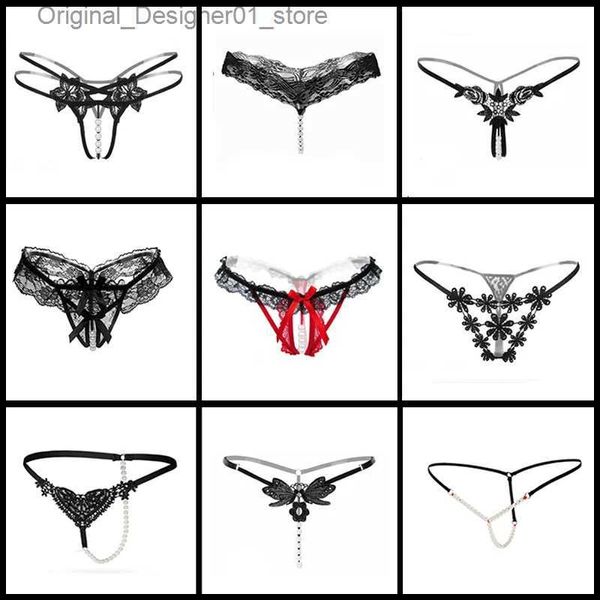 Külot Panties Seksi Kadınlar İç çamaşırı Külot Kadın Masaj İnci İnce Lingerie G Çizgileri İçi Boş Tang kızları Sıcak Nakış Dantel T-Back Panties Q240126