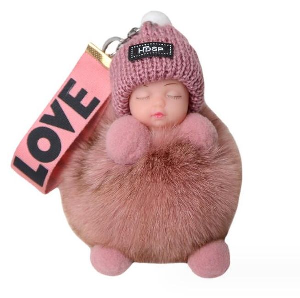 Soffici bambole di peluche Portachiavi Pompon Portachiavi per bambini che dormono Zaino per bambini Impiccagioni Giocattoli Decorazione affascinante Auto Portachiavi Accessori