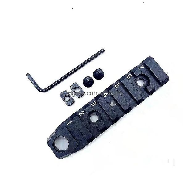 Taktisches Zubehörband M-Lok Keymod 7 Slot 21 mm Picatinny-Schienen-Seitenmontageplatte mit drehbarer Buchse Drop-Lieferung Sport im Freien Dhvj2