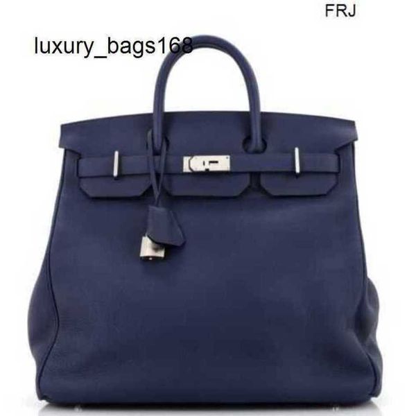 40 cm große Herren-Handtaschen-Einkaufstasche, große Kapazität, maßgeschneiderte limitierte Auflage, dunkelblau, Togo mit Palladium-Hardware, 40 mit Logo, 2 x 3 Stück