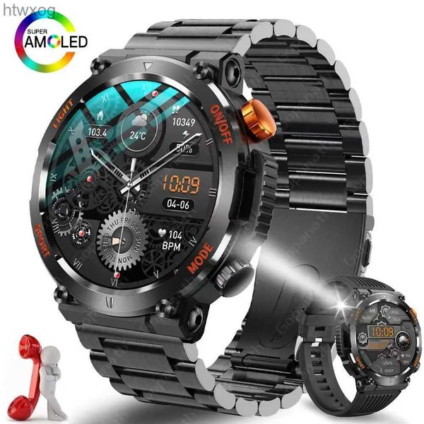 Orologi intelligenti 2023 Nuove luci a LED Orologio bussola per uomo Smart Watch Sport Fitness IP67 Smartwatch impermeabile Chiamata Bluetooth Full Touch Screen YQ240125