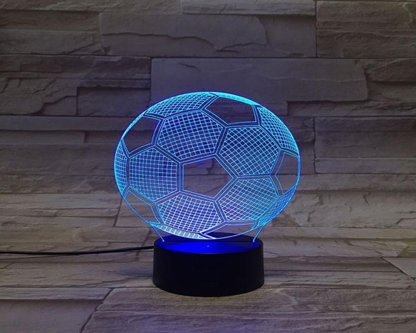 Gece Işık Çocuklar 3d Led Lamba Futbol Akıllı Telefon 16 Renk Kontrol Gece Işığı Yatak Odası Dekorasyon Başucu Işıkları Genç Fanlar Part2506008