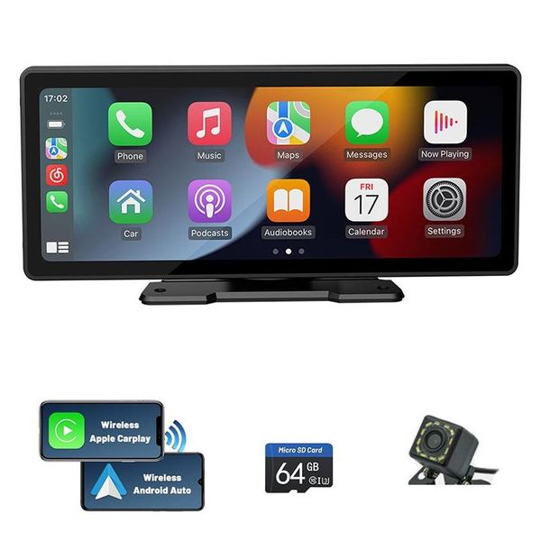 Car Video 10,26 pollici Wireless Apple Carplay Android Ips Touch Sn Stereo con telecamera di backup Ricevitore radio Bluetooth Supporto Siri / Come Dh3J5